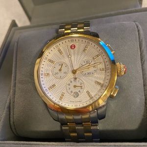 Michele Uptown Diamond Watch with Gold & Silver Link band